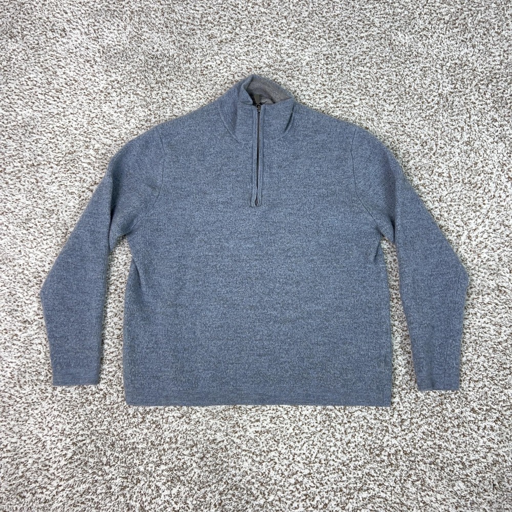 Raffi Sweater Boys XL Blue Quarter Zip Pullover Knit Extra Fine Merino Wool Top